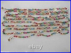 Vintage Glass Bead Garland Multicolored Fancy Shapes Double Sided Indents 14 Ft