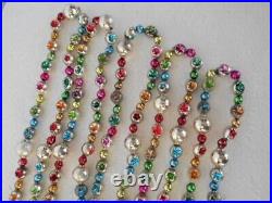 Vintage Glass Bead Garland Multicolored Fancy Shapes Double Sided Indents 14 Ft
