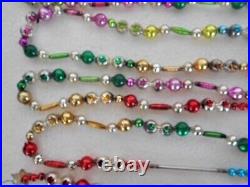 Vintage Glass Bead Garland Multicolored Fancy Shapes Indents Tubes Ribbed 13 Ft