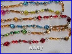 Vintage Glass Bead Garland Multicolored Fancy Shapes Tubes Ribbed X-Long 13' 9