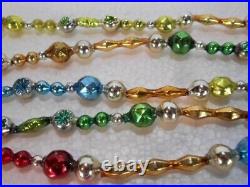Vintage Glass Bead Garland Multicolored Fancy Shapes Tubes Ribbed X-Long 13' 9