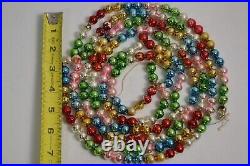 Vintage Glass Beaded Christmas Tree Garland 1/8 & 3/8 Size Lot 14 FT Total