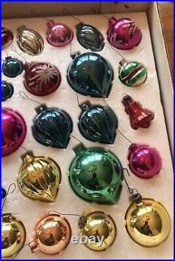 Vintage Glass Christmas Ornament Set with Box 65 Pieces