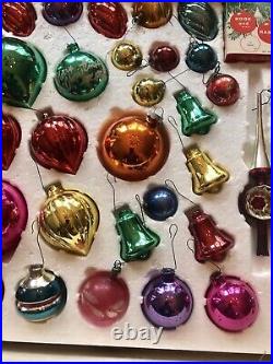 Vintage Glass Christmas Ornament Set with Box 65 Pieces