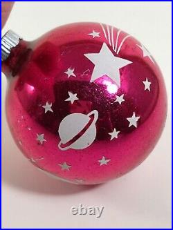 Vintage Glass Christmas Ornaments 12 Pink UFO Teardrop Indent Bell Hand Painted