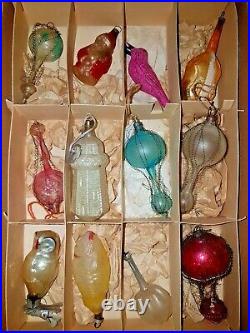 Vintage Glass Christmas Ornaments German Figural Balloon Wire