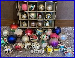 Vintage Glass Christmas Ornaments Shiny Brite, W Germany & More 34 Pc. RARE