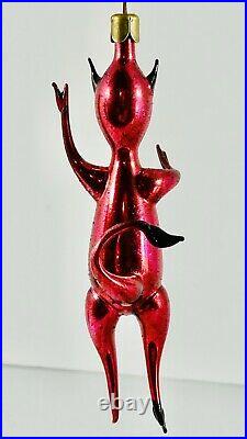 Vintage Glass Demon / Devil / Krampus Ornament Red with Metal Hanger Rare