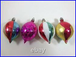Vintage Glass Indent Christmas Ornaments Teardrop Round Ball Poland Fantasia
