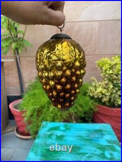 Vintage Glass Made Golden Grape Christmas Tree Decoration Kugel Ornament