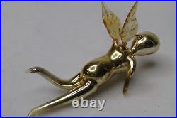 Vintage Glass Tinker Bell Gold ANGEL Large Christmas Ornament De Carlini Italy
