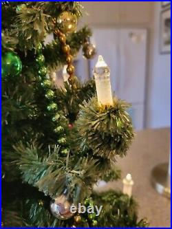 Vintage Glolite Feather Tabletop Lighted Christmas Tree with Glass Candles 22