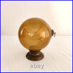 Vintage Golden Transparent Glass 5.5 German Kugel Christmas Ornament Props KU96