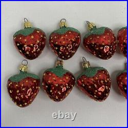 Vintage Hand Blown Glass Strawberry Christmas Ornament Made In Czechoslovakia