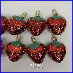 Vintage Hand Blown Glass Strawberry Christmas Ornament Made In Czechoslovakia