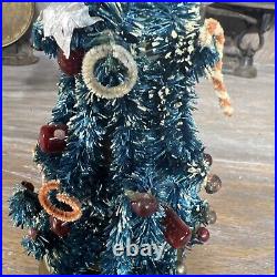 Vintage Holt Howard Christmas Tree -Flocked Chenille Mercury Glass Ornaments