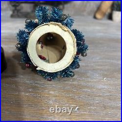Vintage Holt Howard Christmas Tree -Flocked Chenille Mercury Glass Ornaments