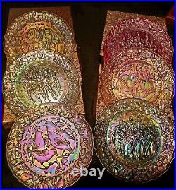 Vintage Imperial Carnival Glass Collectors Plates. Full Set 12 Days of Christmas