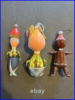 Vintage Italian De Carlini Glass Christmas Ornaments. Lot Of 3
