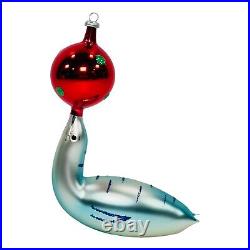 Vintage Italian Glass Christmas Ornament Circus Seal Balancing Ball De Carlini