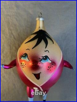 Vintage Italy Humpty Dumpty Blown Glass Christmas Ornament 4