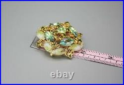 Vintage Juliana Yellow Green Givre Art Glass Brooch Earring Set