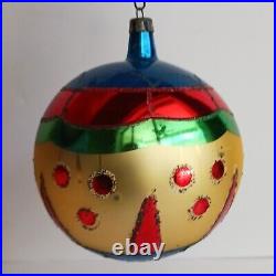 Vintage Jumbo Fantasia Christmas Tree Ornaments Poland Glass Hand Painted Balls