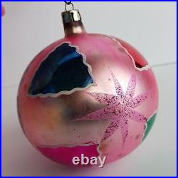 Vintage Jumbo Fantasia Christmas Tree Ornaments Poland Glass Hand Painted Balls