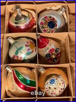 Vintage Jumbo Mercury Glass Mica Fantasia Variety Christmas Ornaments- Poland