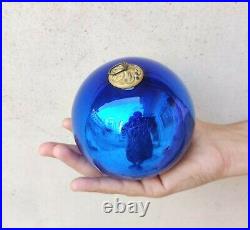 Vintage Kugel Cobalt Blue Christmas Ornament Glass 4.25 Old Original Germany