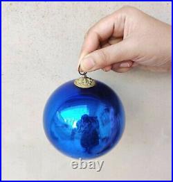 Vintage Kugel Cobalt Blue Christmas Ornament Glass 4.25 Old Original Germany