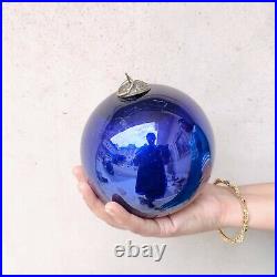 Vintage Kugel Cobalt Blue Christmas Ornament Glass 5.25 Old Original Germany