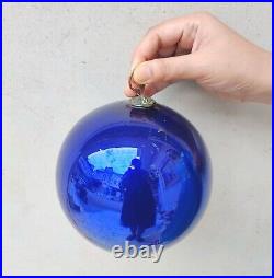 Vintage Kugel Cobalt Blue Christmas Ornament Glass 6.25 Old Original Germany