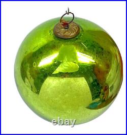 Vintage Kugel Green Large 4.25 Mercury Glass Christmas Ornament Germany