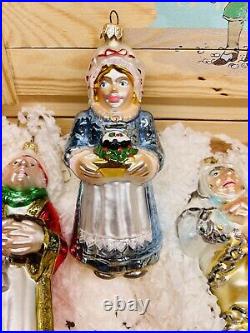 Vintage Kurt Adler Polonaise A Christmas Carol Glass Ornaments 5 Pc Boxed Set