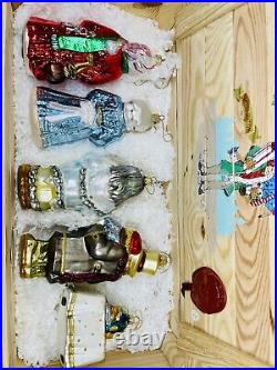 Vintage Kurt Adler Polonaise A Christmas Carol Glass Ornaments 5 Pc Boxed Set