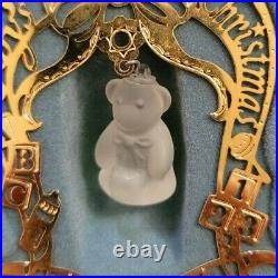 Vintage Lenox Baby's 1st Christmas Ornament Gold & Glass Bear 1993