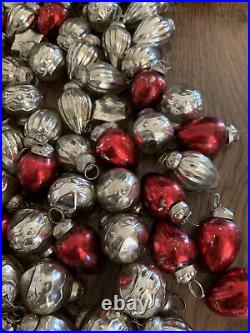 Vintage Lot 152 Mini Kugel Style Mercury Glass Ornaments Red Silver Tones 1.5in