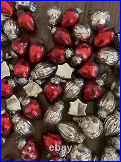 Vintage Lot 152 Mini Kugel Style Mercury Glass Ornaments Red Silver Tones 1.5in
