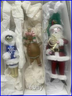 Vintage Lot 6 Sofferia De Carlini Glass Figural Christmas Ornaments Italy
