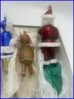 Vintage Lot 6 Sofferia De Carlini Glass Figural Christmas Ornaments Italy
