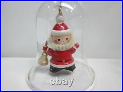Vintage Lot Of 21 Xmas Ornaments, Santa, Snowman, & Angel- Wood In Glass Bell