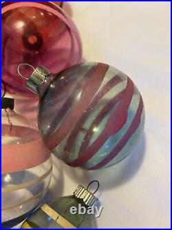 Vintage Lot WWII Unsilvered Transparent Painted Striped Ornaments Christmas