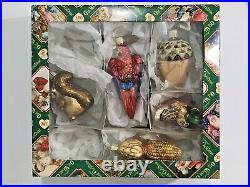 Vintage Lot of 5 Old World Christmas OWC Holiday XMAS Ornaments withBox STUNNING