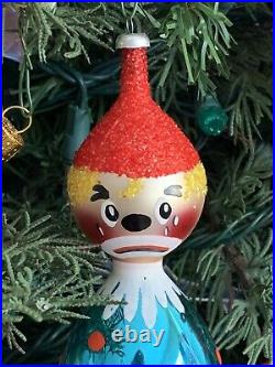 Vintage Made In Italy/italian Clown Glass Christmas Tree Ornament