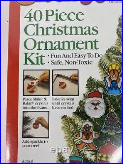 Vintage Makit & Bakit Stained Glass 40 Piece Christmas Ornament Kit 96639