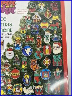 Vintage Makit & Bakit Stained Glass 40 Piece Christmas Ornament Kit 96639