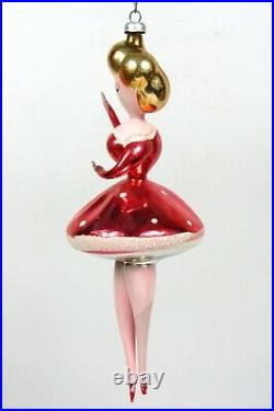Vintage Mercury Blown Glass BALLERINA Lady Christmas Ornament De Carlini Italy