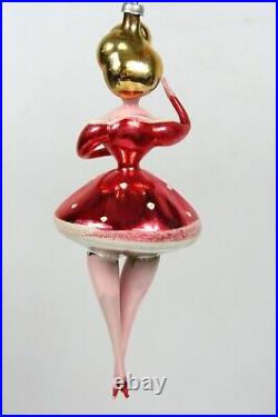 Vintage Mercury Blown Glass BALLERINA Lady Christmas Ornament De Carlini Italy