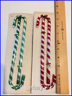 Vintage Mercury Glass Christmas Candy Cane Ornaments striped Green & Red